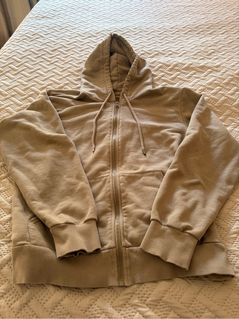 Classic Zip-Up Hoodie in Light Taupe